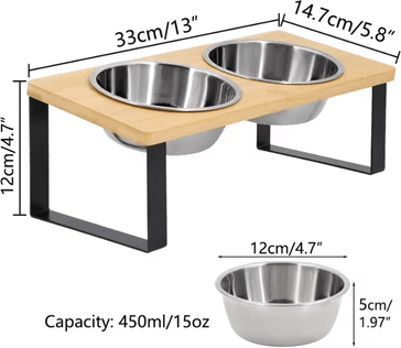 Inspire Curations ElevaDish 15 Tilted Stainless Steel Cat Bowl Set elevated Cat Bowls