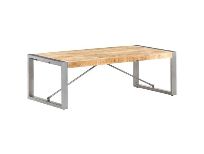 Table basse en bois de manguier - VIDAXL - 120x60x40 cm - Marron et gris - Bois massif - Pieds en acier