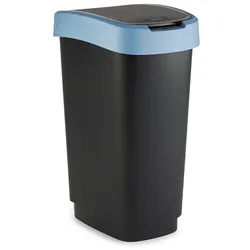 PROREGAL Klassischer Abfalleimer für Innenbereich | 50 Liter, HxBxT 60x29,8x40cm | Kunststoff | Schwarz-Blau