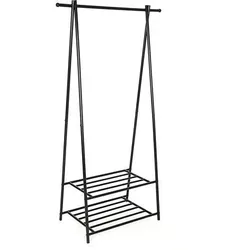 Helloshop26 - Kleiderständer Garderobenständer Schuhregal Kleiderschrank Garderobenständer schwarz 155 cm