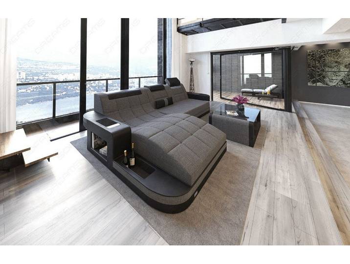 Couch Wave L-Form in Stoff
