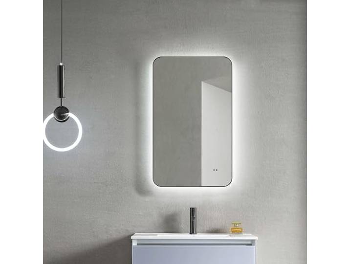 Talos LED Badspiegel ALVITO in matt schwarz 70x43 cm - Spiegel mit Hand Wave Sensor Funktion - feuchtraumgeeignet durch Aluminiumrahmen