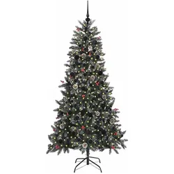 vidaXL, Weihnachtsbaum, Freya (mit LEDs und schwarzen Bällen) (210 cm)