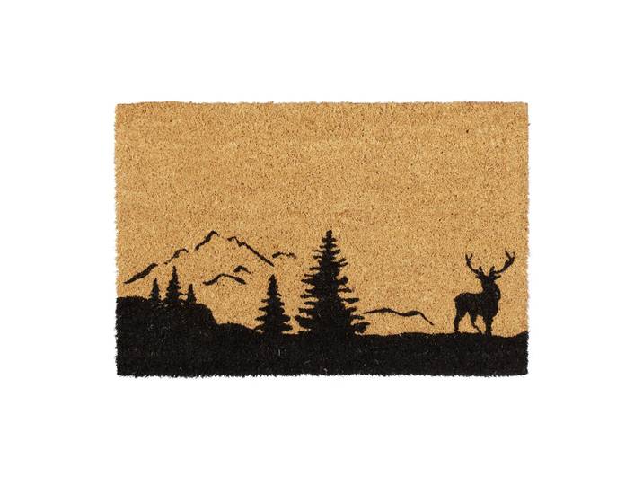 Fussmatte Kokos Hirsch & Bäume Hellbraun-Schwarz
