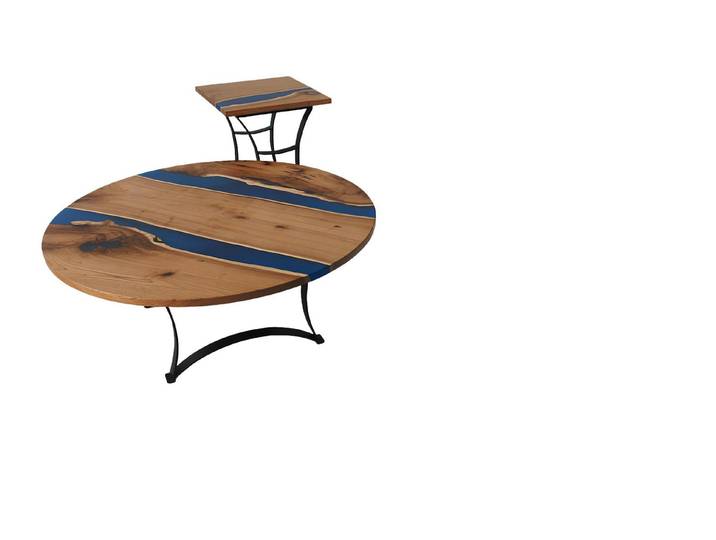 Xlmoebel Couchtisch Maßgefertigter Epoxidharz-Tisch aus echtem Holz mit Flussdesign (Couchtisch), Hergestellt in Europa
