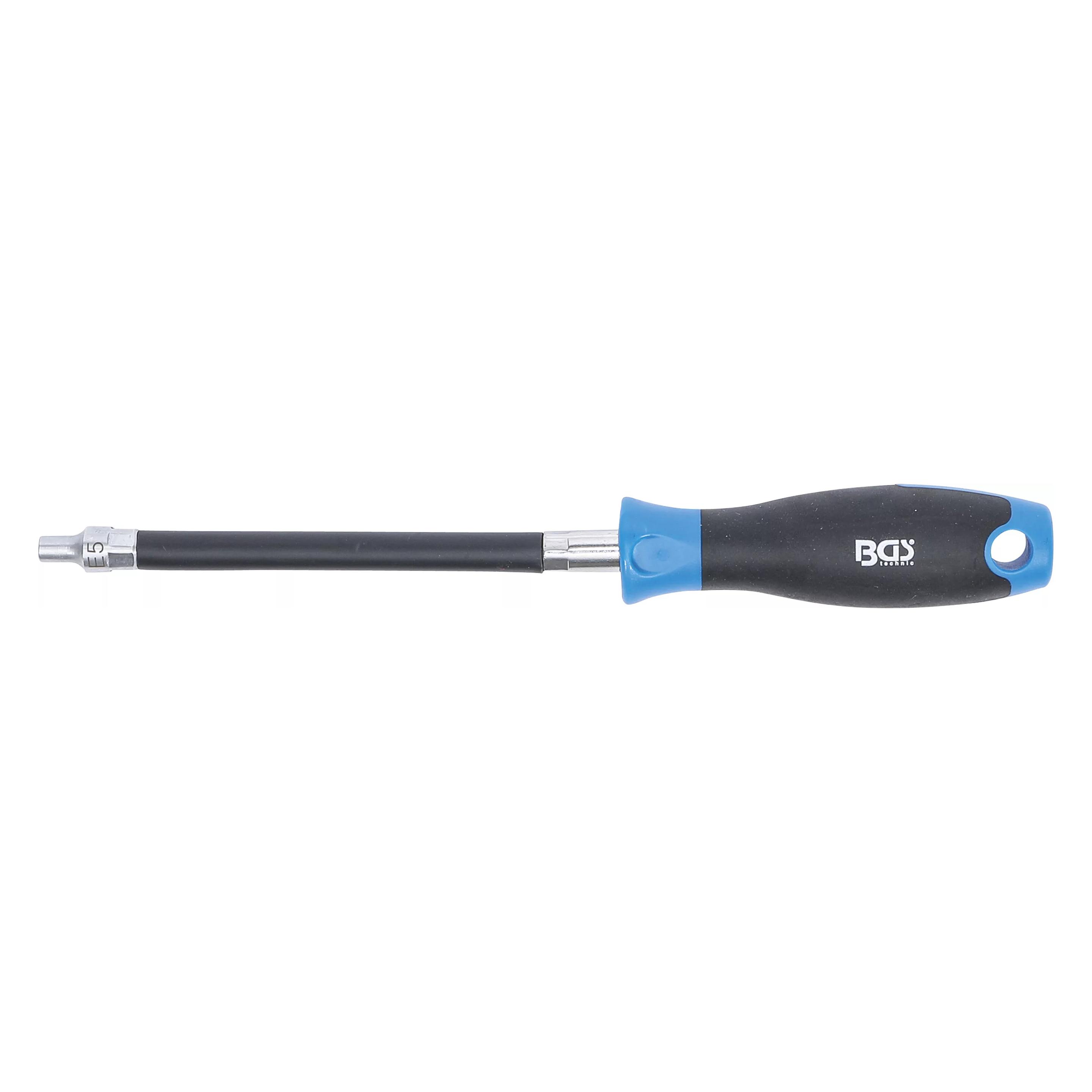 BGS Flexibler Schraubendreher mit Rundgriff E-Profil E5 Klingenlänge 150 mm (70021)