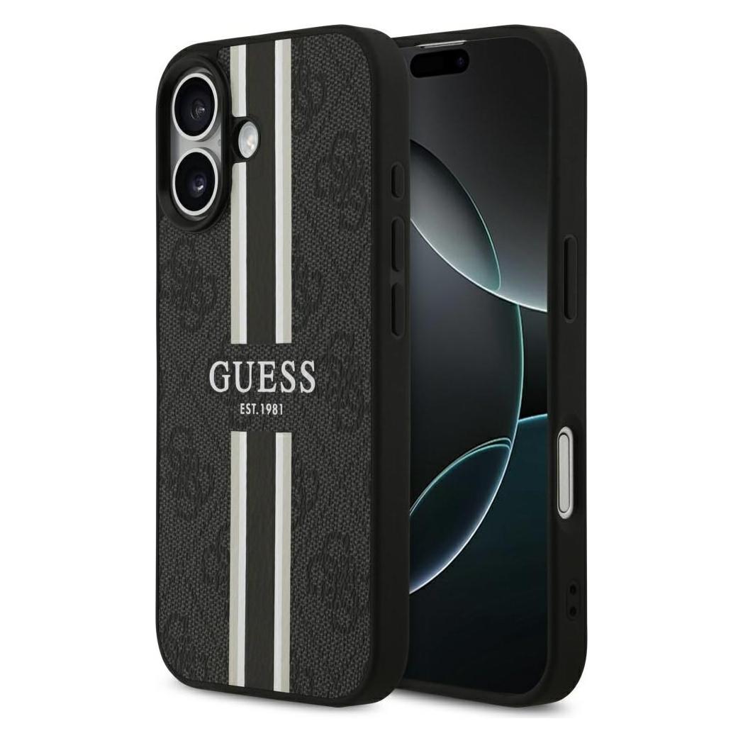 Guess - Hardcase 4G Printed Stripes MagSafe (GUHMP17SP4RPSK) - iPhone 17 - Black (Apple iPhone 17) (GUHMP17SP4RPSK)