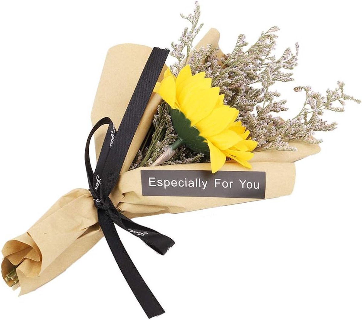 Gedroogde Gele Zonnebloem voor Natuurlijke Decoratie, Hoogte: 25 cm