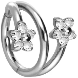 Titan Segmentring Clicker 3 RINGE + 2 BLUMEN MIT 5 KRISTALLEN
