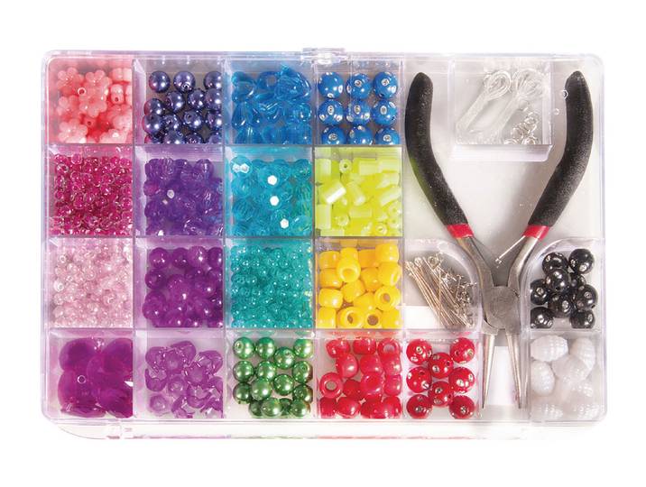 Rayher Perlenbox mit Zange und Farb- und Grössenmix 20 × 13.5 cm