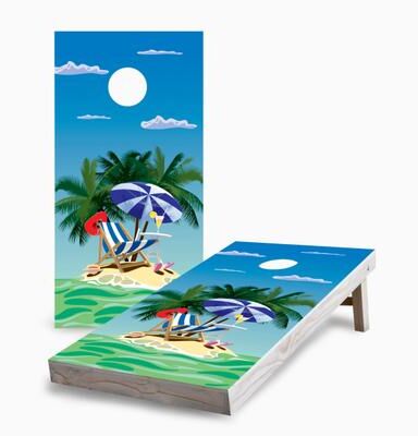 Skip's Garage Small Island Corn Hole Board Set w Case & Lights