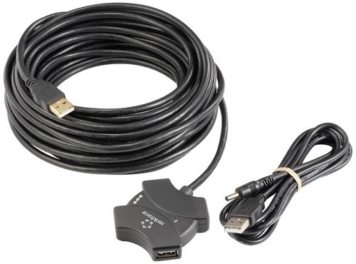 Renkforce RF-6270930 USB-Hub 4 Port USB-A USB 2.0 480MBit/s mit eingebautem Repeater Schwarz RF-6270930