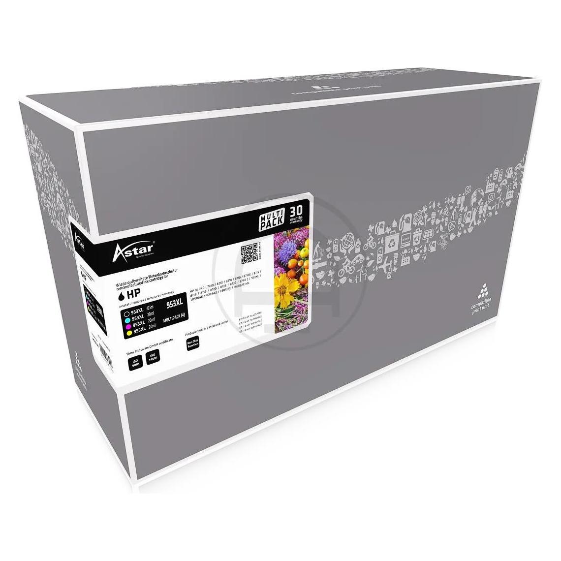 Astar AS70748 HP OJPRO8210 TINTE(4) CMYK 3HZ52AE/953XL ohne Fuellstandsa. rebuilt (CMYK) (AS70748)