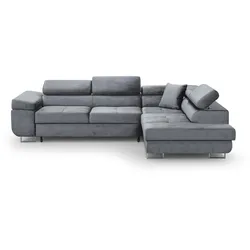 ECKSCHLAFSOFA Waldo verstellbaren Kopfstützen, Hellgrau, rechts