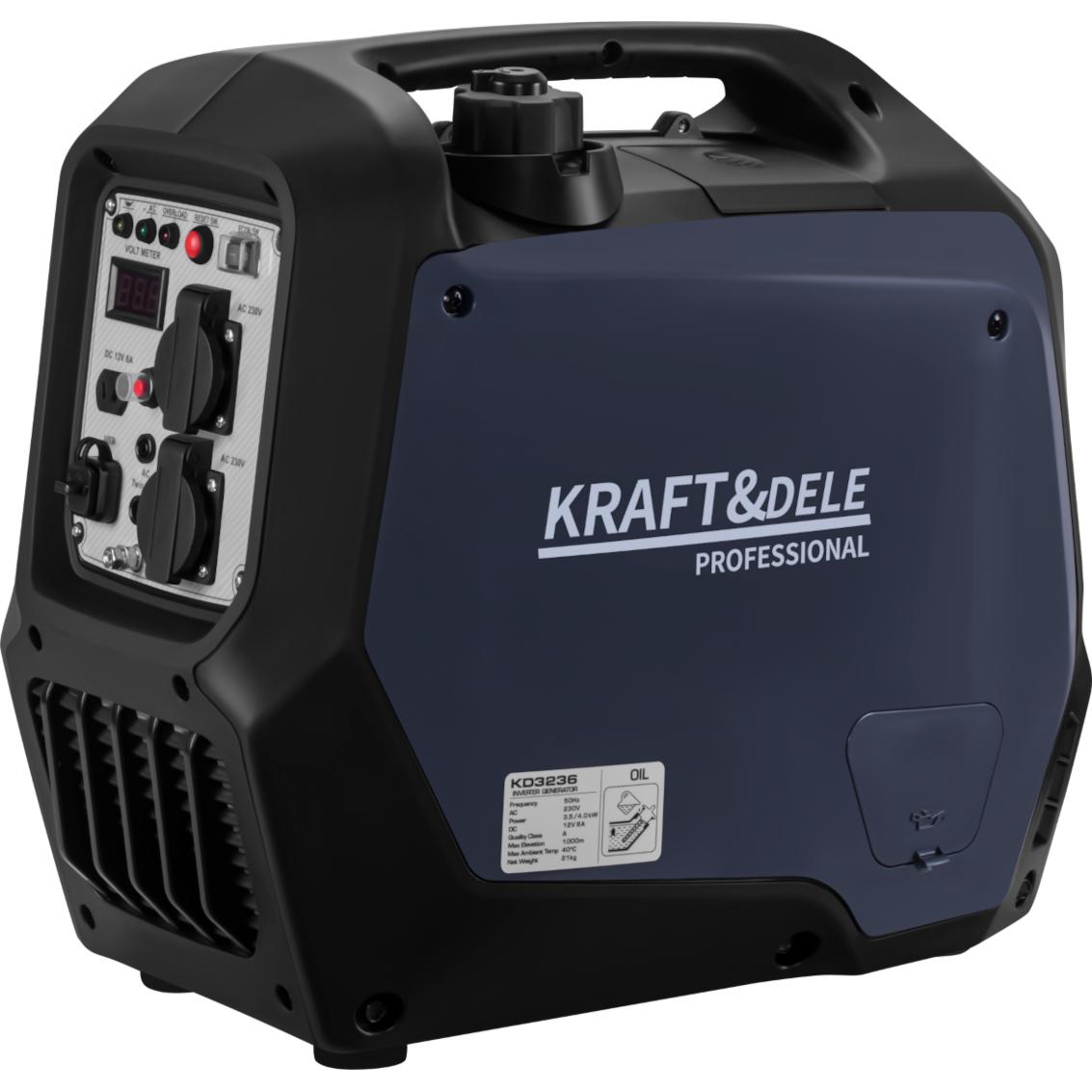 KRAFT&DELE | Inverter Stromerzeuger, 3,5/4kW, 230V, Steckdosen USB, Stromgenerator Notstromaggregat Benzin leise Stromaggregat für Campen, Festivals, und Hausgebrauch