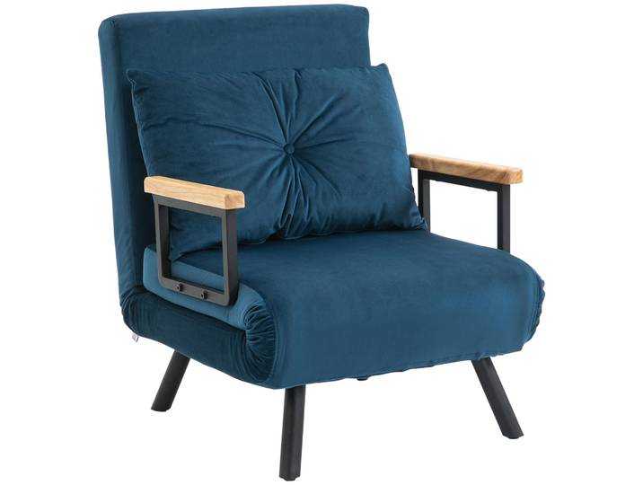 HOMCOM Schlafsessel, Einzelsofa mit Bettfunktion, Relaxsessel mit Rückenkissen