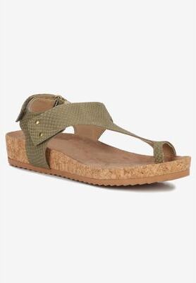 Women's Preston Sling Back Sandal by Ros Hommerson in Olive Snake Leather (Size 7 M)