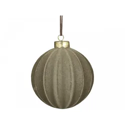 Chic Antique Weihnachtskugel Velours in Fächerstruktur, H12/Ø11 cm, latte