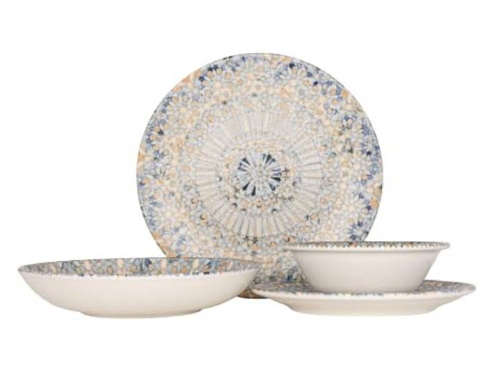 Bonna Geschirrset (Medium) - Luca Mosaic - 24 teilig - 6 Personen - Porzellan