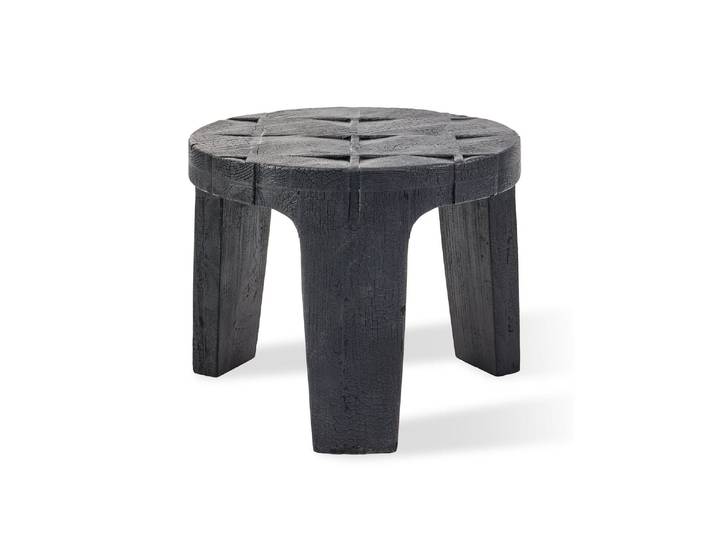 Jesper Home Ronde Bijzettafel Kartano Gebrand hout, 56cm - Zwart
