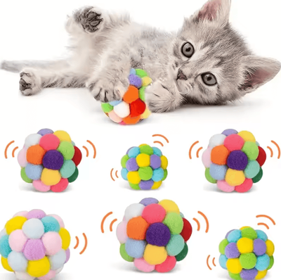 Inspire Curations SparklePounce Interactive Pom Pom Cat Toy Balls Set random 4.5cm 30pcs