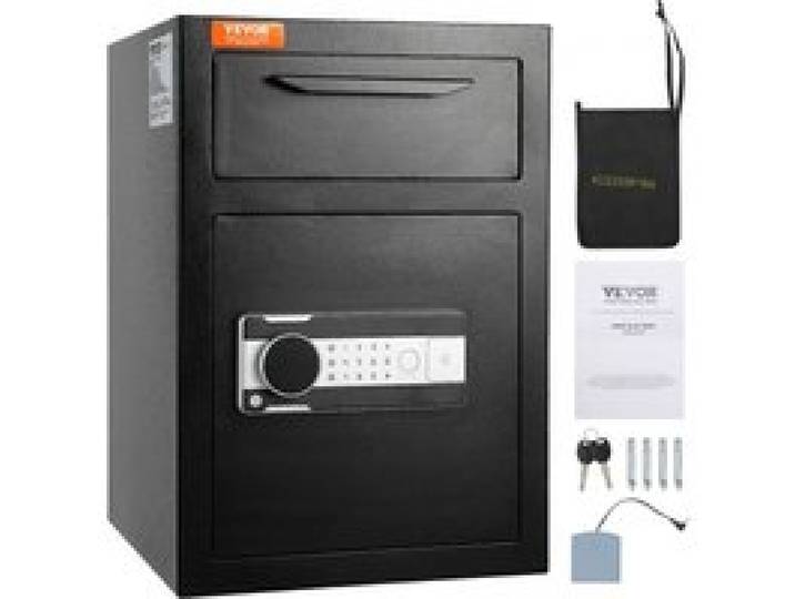 VEVOR Coffre-Fort avec Serrure Électronique 70,8 L Coffre-Fort de Dépôt en Acier Laminé à Froid Coffre-Fort à Trappe Déverrouillage par Mot de Passe 3-12 Chiffres et Clés pour Argent Document Domicile