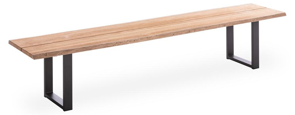 Gartenbank Solido 240x45 Sitzfläche Teakholz Baumkante Profilkufe Alu Anthrazit