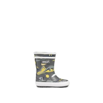 Stiefel AIGLE "Baby Flac Play 2", Mädchen, Gr. 19, grau (grau bunt, kombi), Obermaterial: 100% Gummi rubber., Schuhe Stiefel