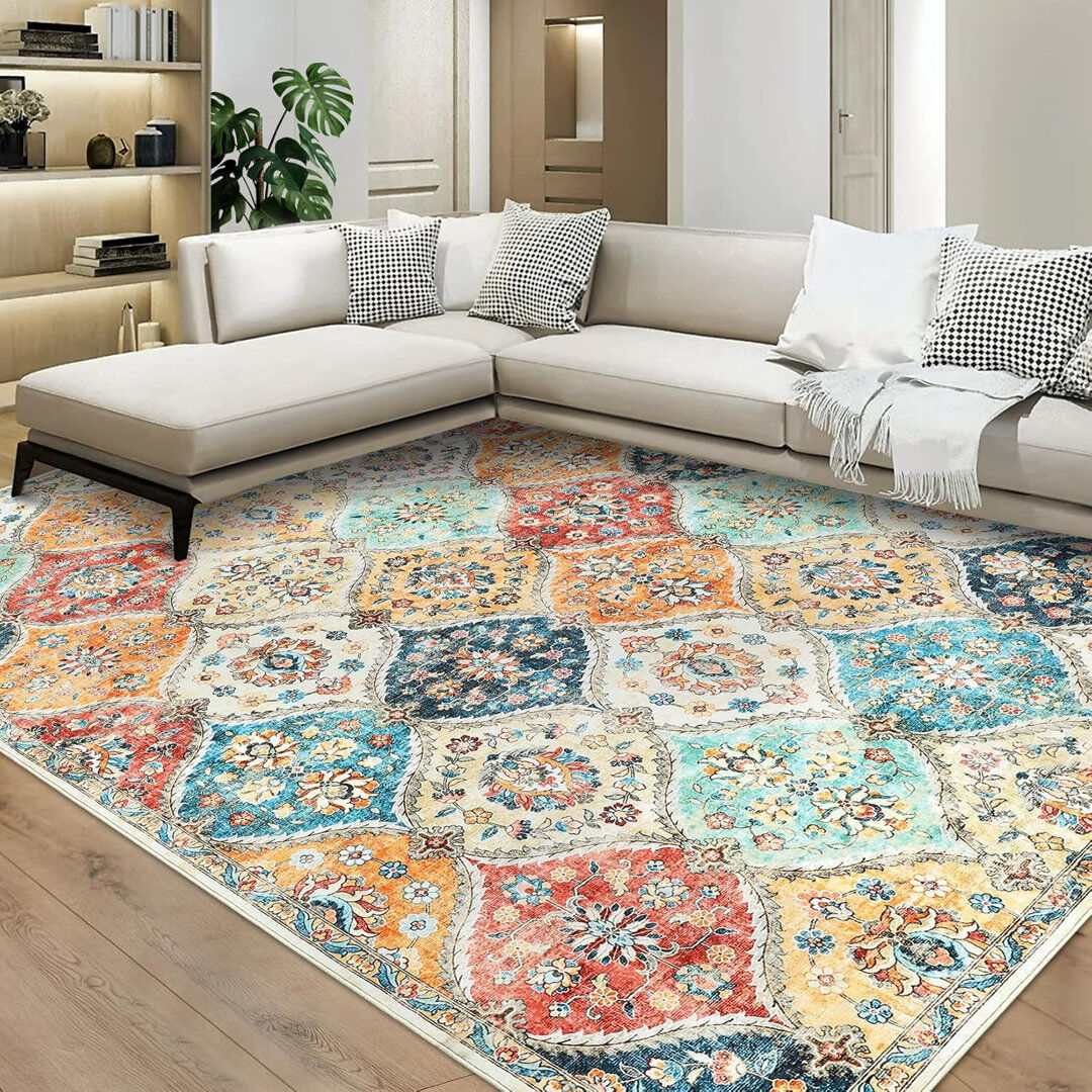Langley Street Striped Machine Tufted Area Rug Orange Rectangle 200 x 290 cm