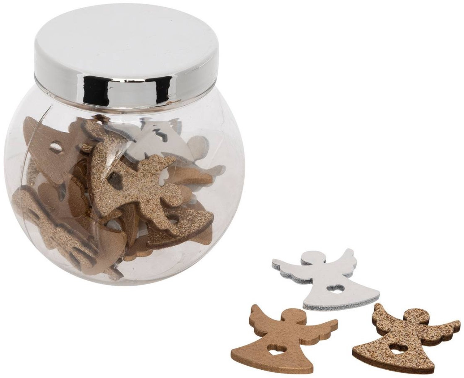 Feeric lights & Christmas Decoratieve kerstpot met 24 vergulde houten engeltjes