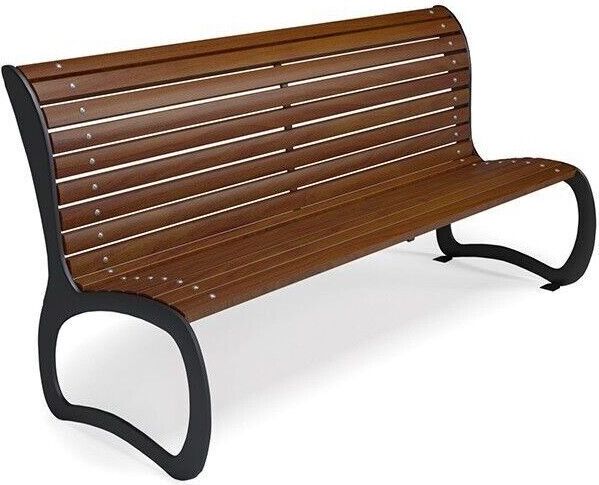 Stadtbank Bank Gartenbank Parkbank Sitzbank Stahl Holz 183cm Braun Palisander