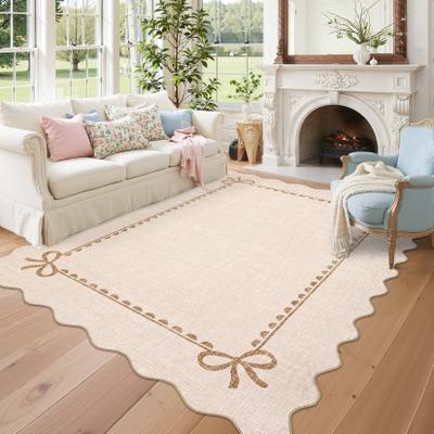 Garvee Scalloped Bow Bordered Pattern Area Rug