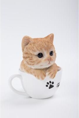 Hi-Line Gift Ltd. Teacup Kitten Orange Tabby Statue