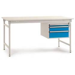 Manuflex BB5287.6011 Komplett-Beistelltisch BASIS stationär mit Kunststoff-Platte + Gehäuse-Unterbau, BxTxH: 1500 x 800 x 780 mm Resedagrün (RAL 6011)