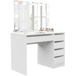 SCHMINKTISCH Bella Weiß 110 cm mit Spiegel und LED Beleuchtung