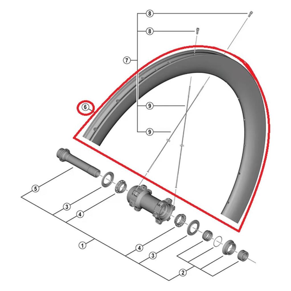 Shimano RIM FOR COMPLETE WHEEL,FOR WH-R8170-C60-TL, FRONT:12MM E-THRU, 24H TUBELESS (39177381)
