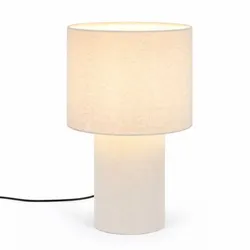 Relaxdays Tischlampe Leinen Creme