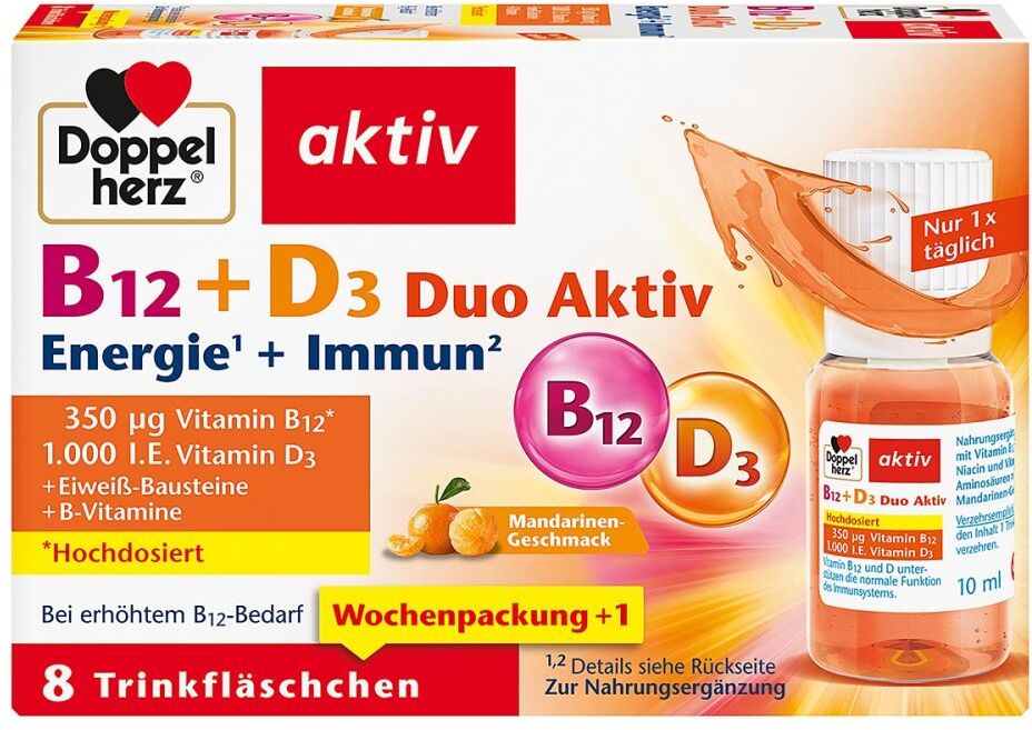 Doppelherz B12+d3 Duo Aktiv Trinkampullen 8stk