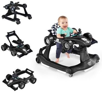 Costway 4-in-1 Foldable Activity Push Walker with Adjustable Height-Black