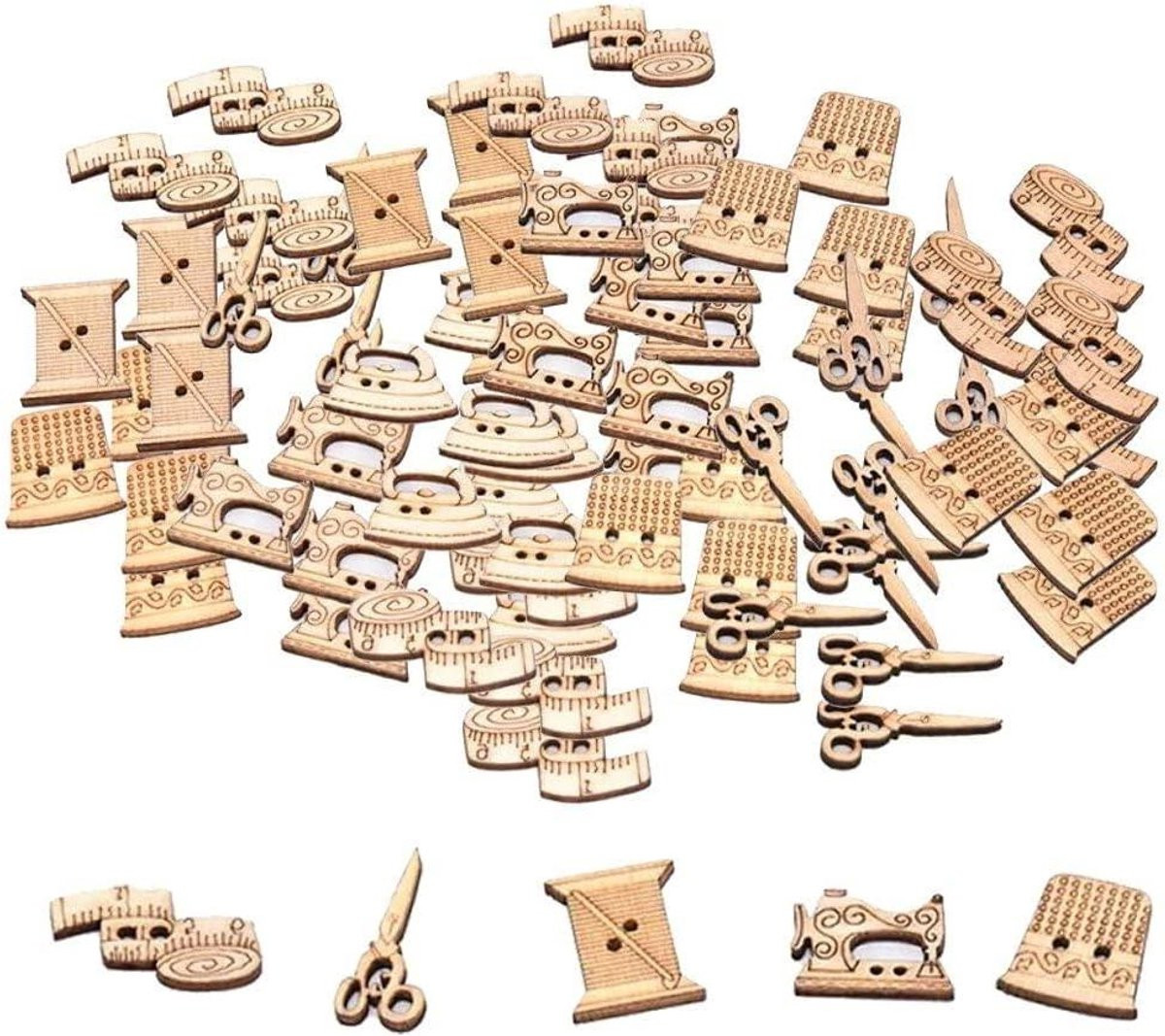50 stuks Houten Knopen - Decoratieve Knoppen voor Kleding - Natuurlijk Hout