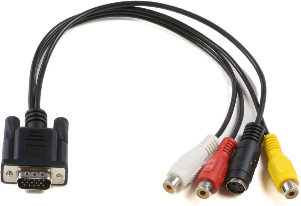 MicroConnect MONGGSV VGA to S-Video + 3x RCA Adapter Cable 0.2m - Black
