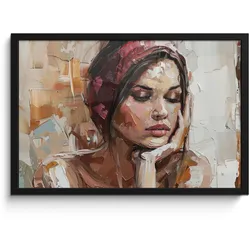 POSTER MIT RAHMEN Frau - Lackierung - Porträt - Modern 60x40 cm