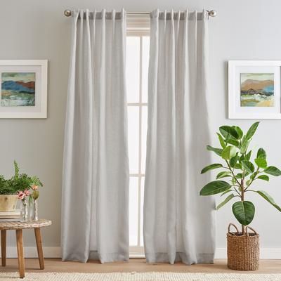 Peri Home 100% Linen Back Tab Lined Curtain Panel Pair