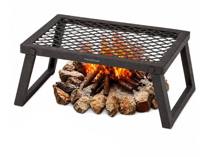 Travelhawk Camping Grill - Opvouwbaar - Koken Boven Open Vuur - Zwart