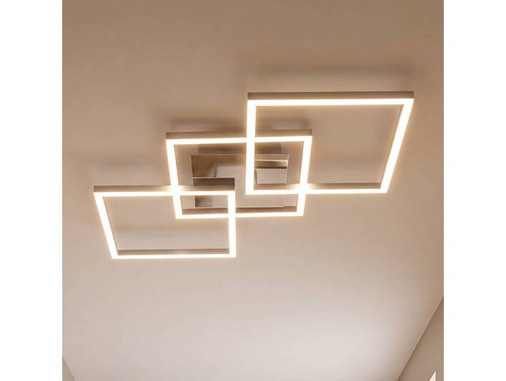 Briloner LED Deckenlampe Frame, dimmbar, alu / grau / zink, für Wohn- / Esszimmer, Metall, Modern, LED Deckenleuchte