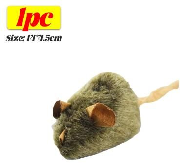 Inspired Living Plush Squeaky Mouse Cat Toy For Indoor Hunting Play 1pc