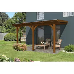 Skan Holz Terrassenüberdachung Rimini 434x250cm nussbaum aus Douglasie
