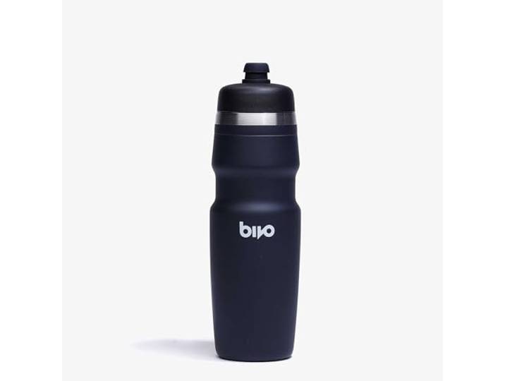 Bivo Duo Fahrrad-Trinkflasche, nicht isoliert, Edelstahl, leicht für Radfahren, Wandern, Sport, kein Plastikgeschmack, passend für die meisten Käfige, spülmaschinenfest, 750 ml, Schwarz