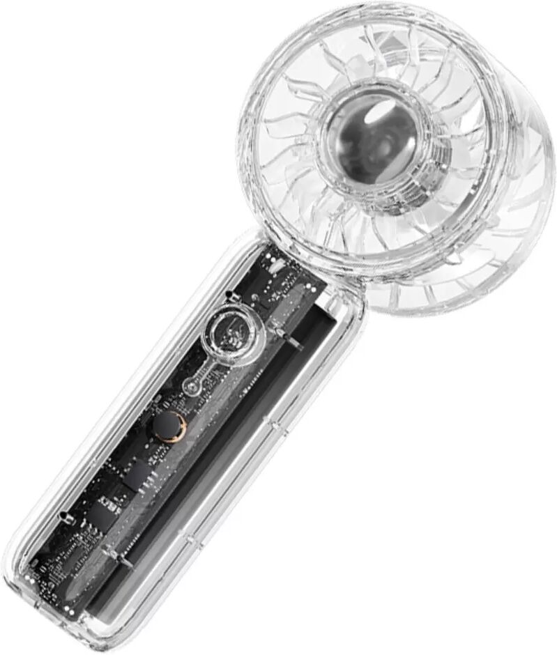 INF Transparenter Handventilator - Turbo-Blatt, Drei-Gang, USB Aufladbar mit 1200AH Batterie und Type-c-Ladung Transparent