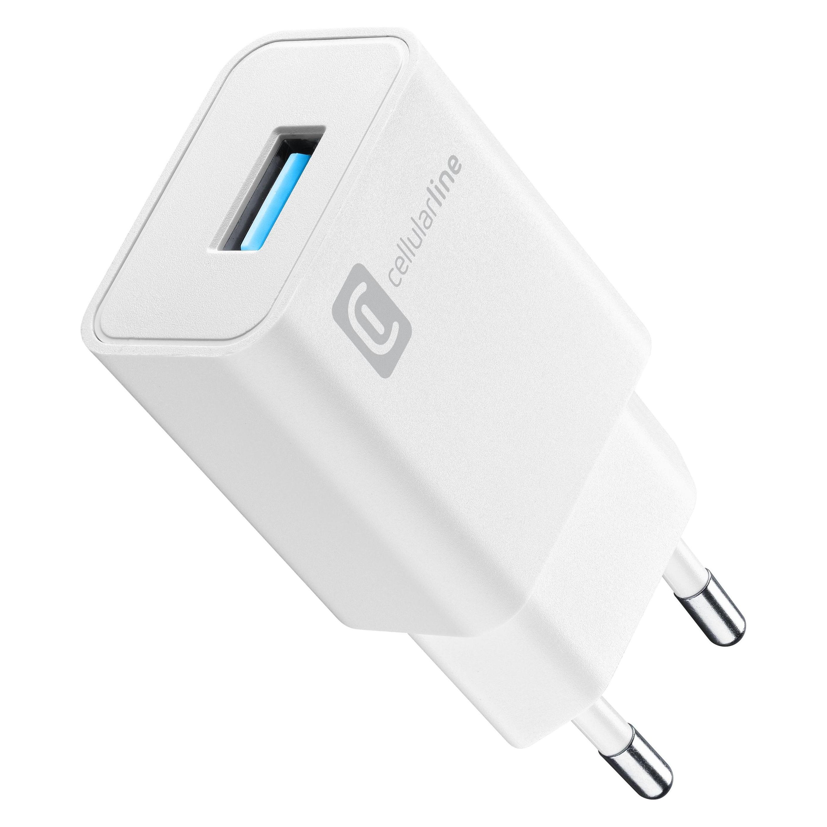 Cellularline USB Typ-A Travel Charger 18W (18 W, 1 Port) (ACHUSB18WSMLW)